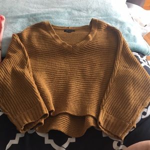 Cropped Mustard Colored American Eagle Sweater